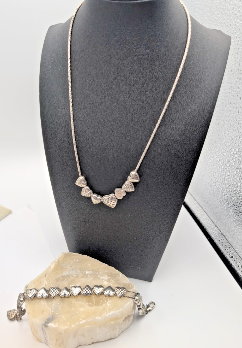 Brighton Enchanted Hearts Necklace Bracelet Set Sliding Hearts